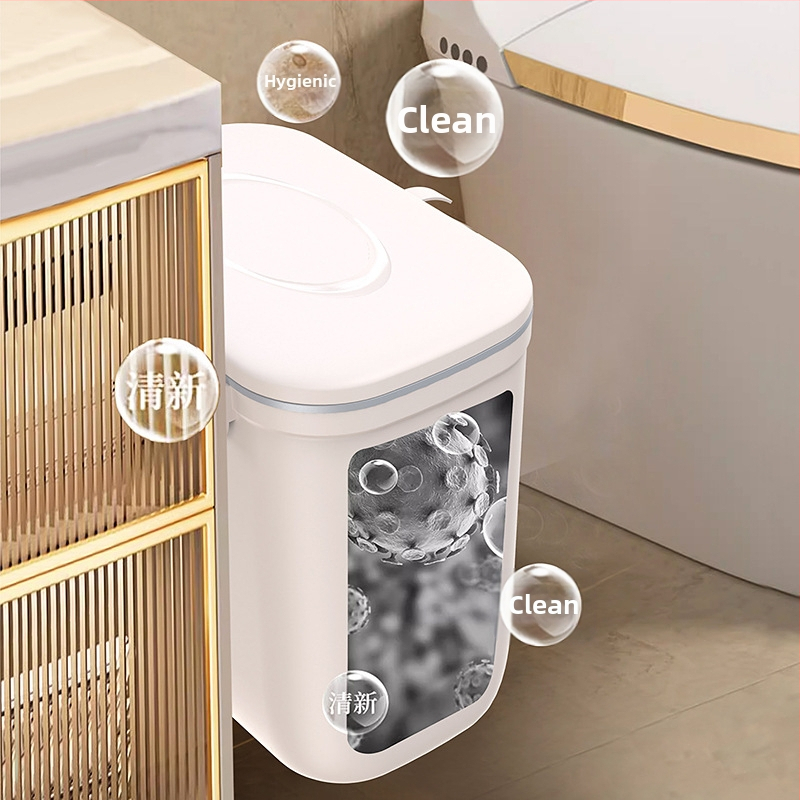 Стенен кош за отпадъци, овална форма, 12 л, пластмасов, закачен към стената