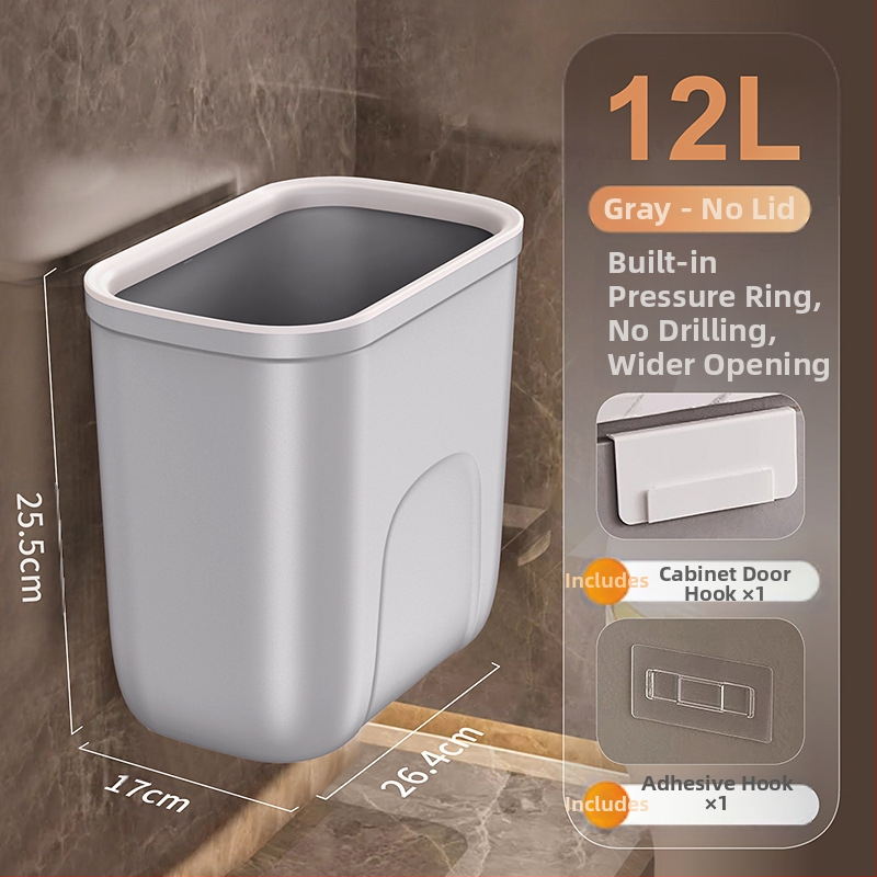 Sienas atkritumu tvertne, ovāla forma, 12 L, plastmasa, bez vāka