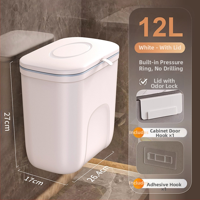 Sienas atkritumu tvertne, ovāla forma, 12 L, plastmasa, bez vāka