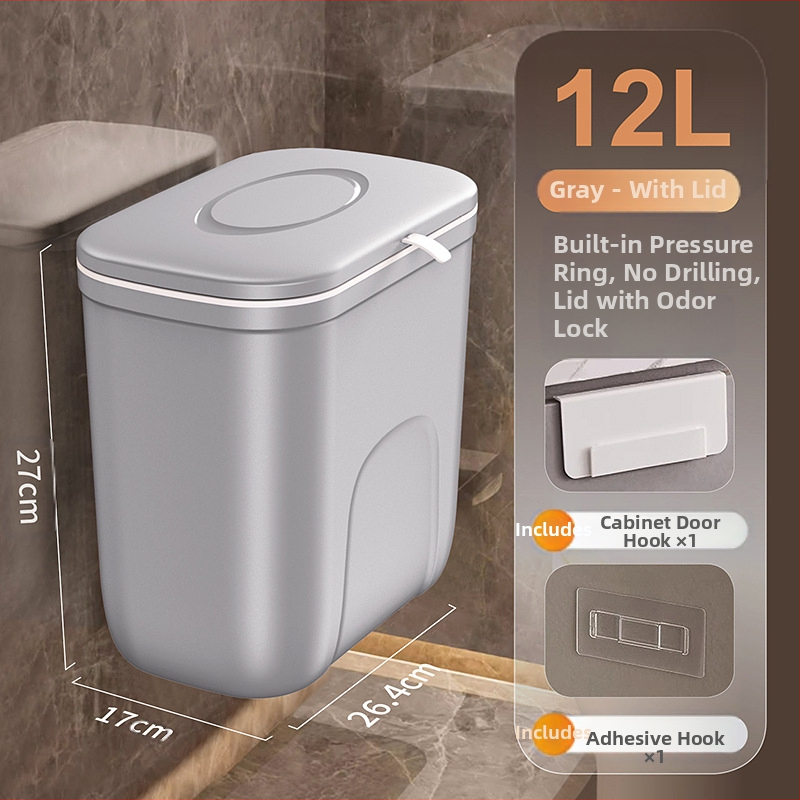 Sienas atkritumu tvertne, ovāla forma, 12 L, plastmasa, bez vāka