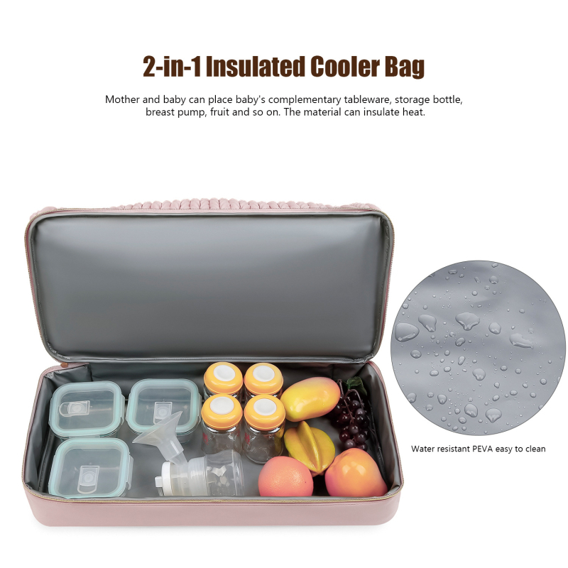 Geantă de scutece pentru mamă și bebeluș – pentru călătorii, poliester, model în dungi, căptușeală din poliester, ultra-ușoară, separare uscat/umed