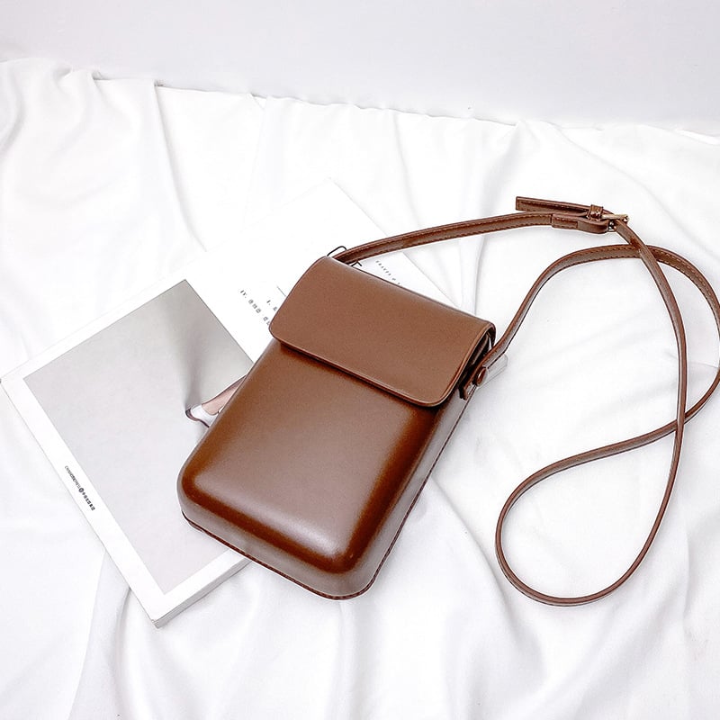 Függőleges, négyzet alakú crossbody táska fedéllel, PU anyag, mobiltelefon rekesz, utcai trend dizájn