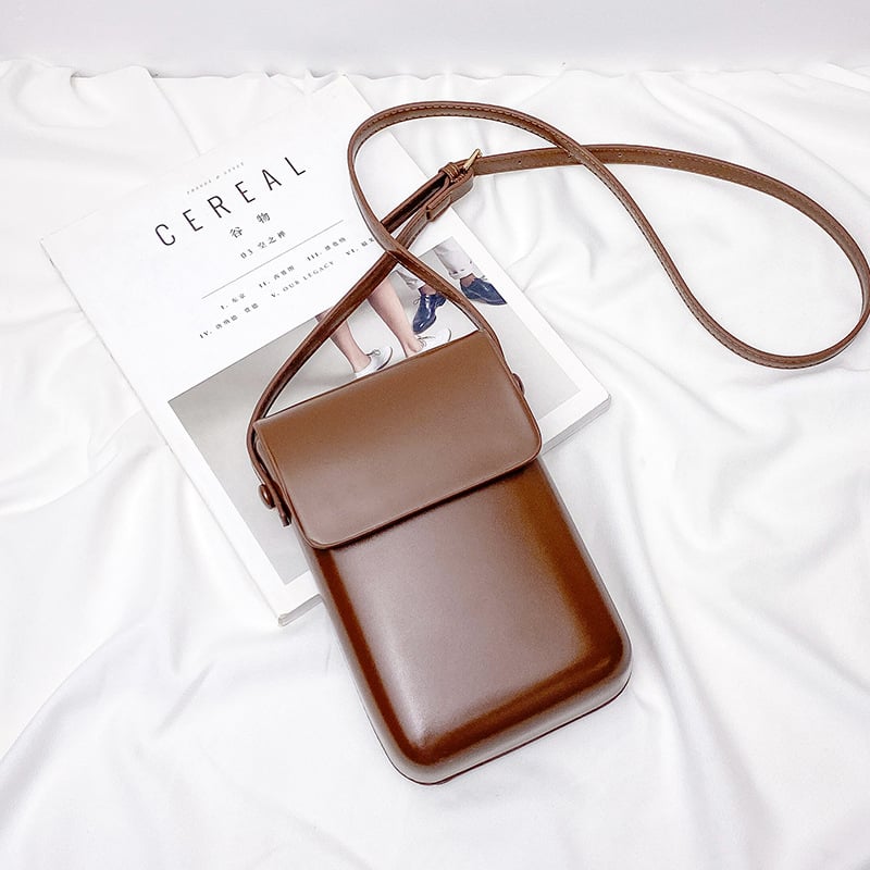 Függőleges, négyzet alakú crossbody táska fedéllel, PU anyag, mobiltelefon rekesz, utcai trend dizájn