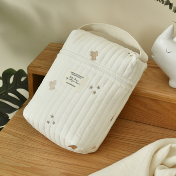 Μαμά τσάντα για μπιμπερό και πάνες, οργανωτής καρότσιού με φερμουάρ, 3D στυλ, ultra-light (Pink Knight; βαμβακερό ύφασμα; φλοράλ μοτίβο)