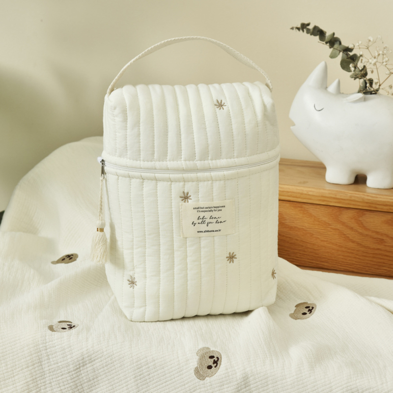 Geantă maternă pentru biberon și scutece, organizator pentru cărucior cu fermoar, stil 3D, ultra-ușoară (Pink Knight; țesătură din bumbac; model floral)