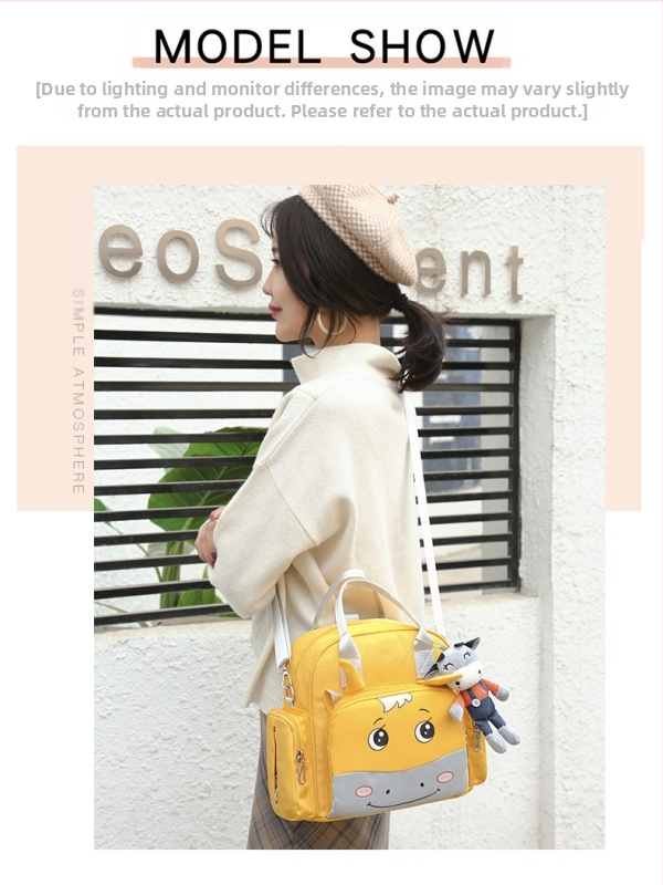 Geantă maternă pentru bebeluș – Nailon, model desene animate, impermeabilă, separare umedă/uscată, capacitate mare