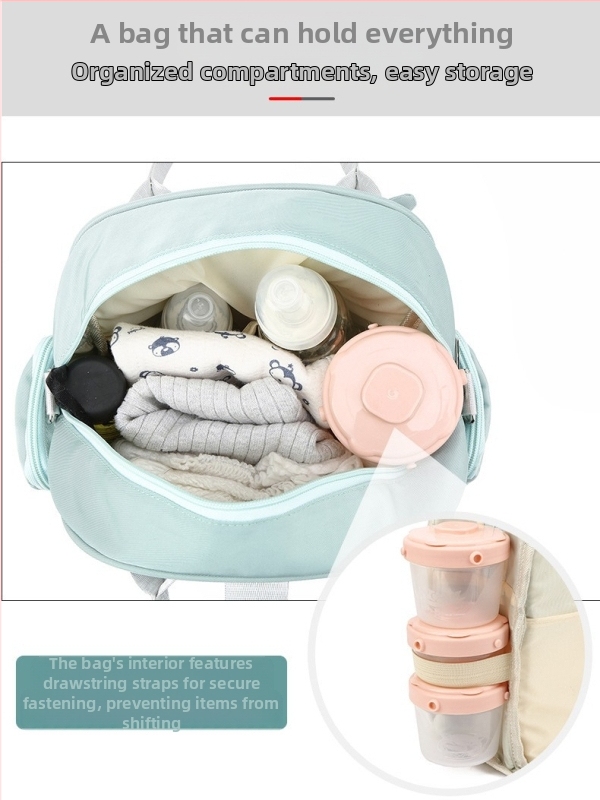 Geantă maternă pentru bebeluș – Nailon, model desene animate, impermeabilă, separare umedă/uscată, capacitate mare