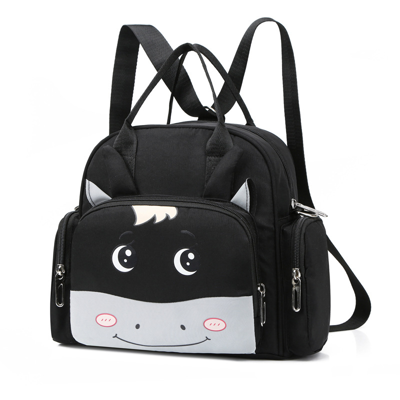 Geantă maternă pentru bebeluș – Nailon, model desene animate, impermeabilă, separare umedă/uscată, capacitate mare