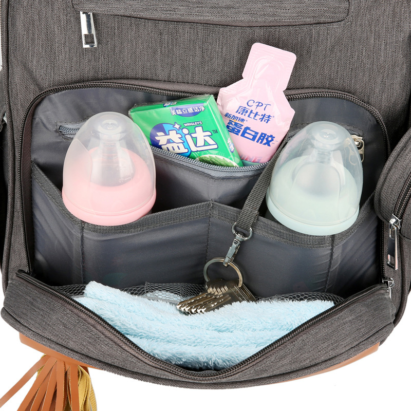 Rucsac pentru mămici din Oxford, impermeabil, căptușeală din poliester, bretele cu pernă de aer