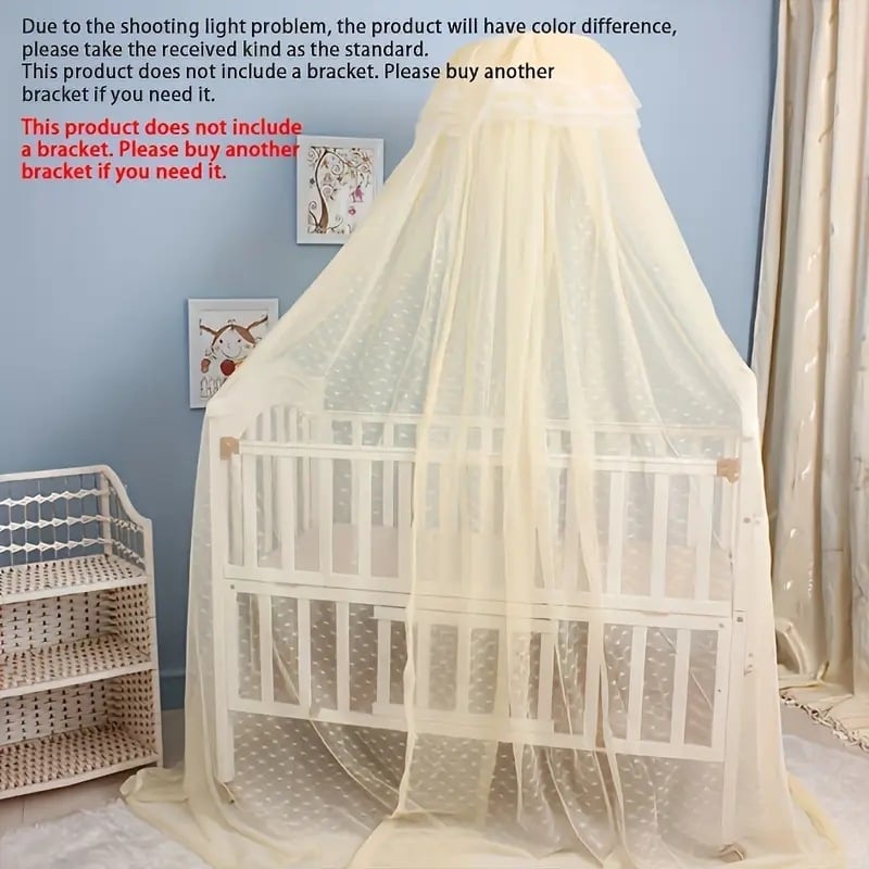 Детска мрежа против комари за креватче с куполна форма, сгъваема подиумна конструкция, единична врата, полиестерна тъкан, рамка от стомана/жица