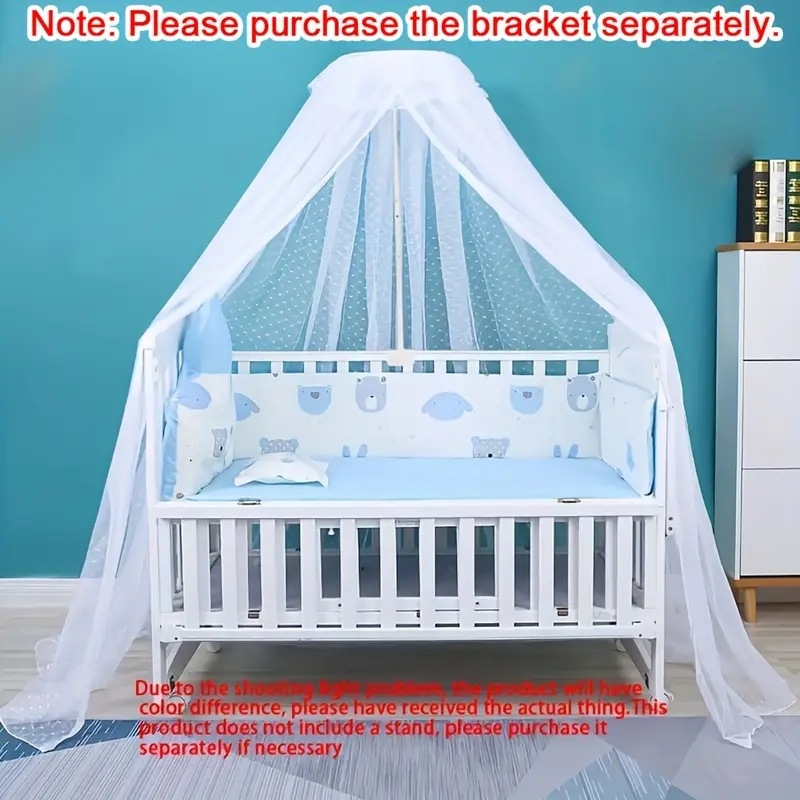 Детска мрежа против комари за креватче с куполна форма, сгъваема подиумна конструкция, единична врата, полиестерна тъкан, рамка от стомана/жица