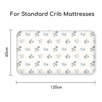 Kūdikių lovytės čiužinio užvalkalas su guma — poliesteris, skaitmeninis spausdinimas, svoris mažiau nei 300 g, šiuolaikiškas minimalistinis stilius