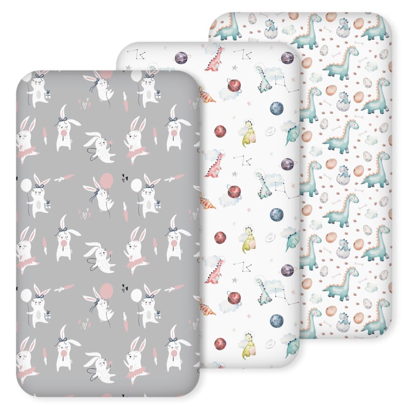 Kūdikių lovytės čiužinio užvalkalas su guma — poliesteris, skaitmeninis spausdinimas, svoris mažiau nei 300 g, šiuolaikiškas minimalistinis stilius