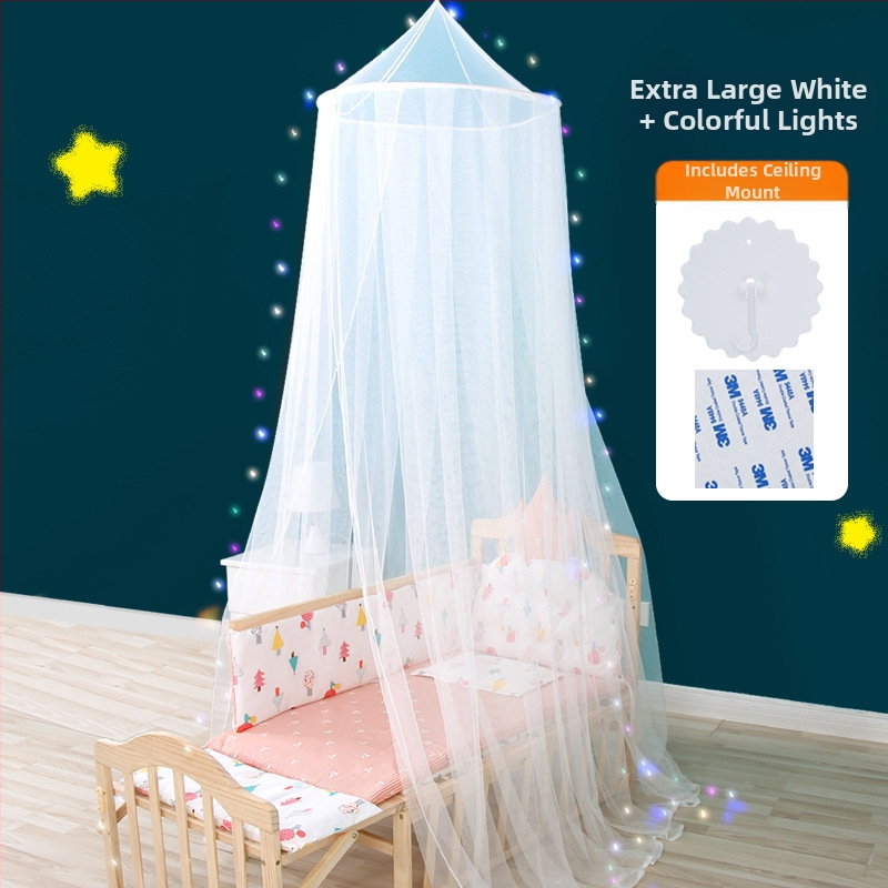 Bērnu gultiņas moskītu tīkls ar pakārtojamā kupola formā, pilns segums, 3 durvis, tērauda rāmis, piemērots zīdaiņiem no 0 līdz 10 mēnešiem