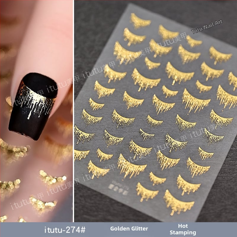 Itutu naljepnice za nokte, pozlaćeno, blještav stil, uzorak 791302893