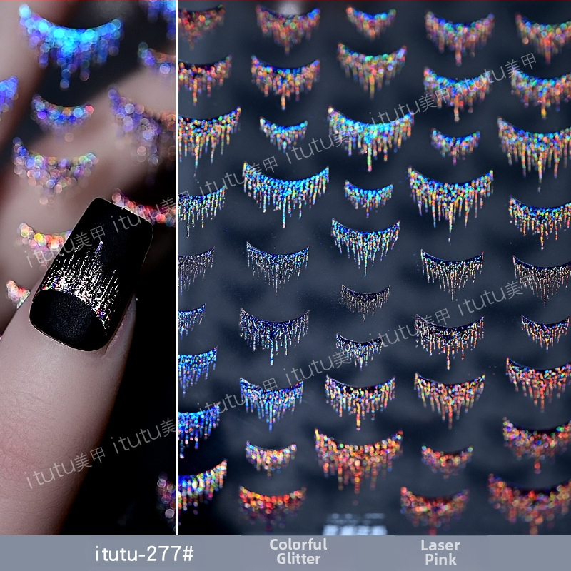 Itutu naljepnice za nokte, pozlaćeno, blještav stil, uzorak 791302893