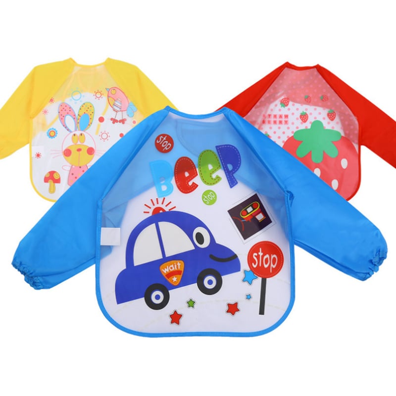 PVC anyagú, ujj nélküli, vízálló kötény gyerekeknek és babáknak, rajzfilm mintával