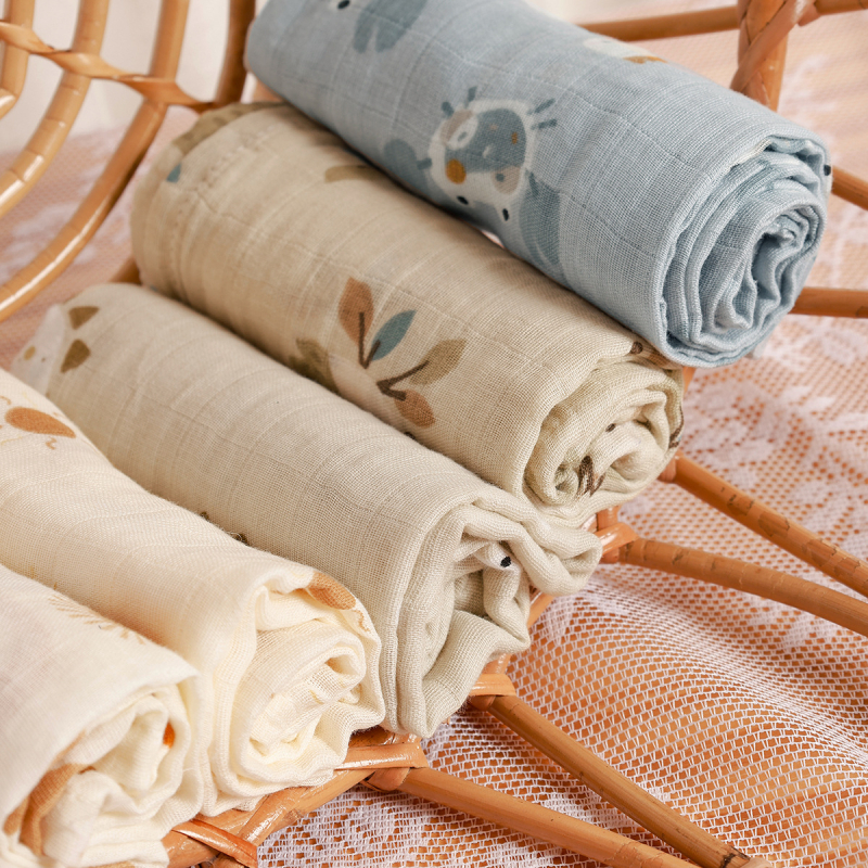 Бебешка кърпа за слюнка от памучна марля, над 95% памук, 5 броя, висока попивност, с десен и печат