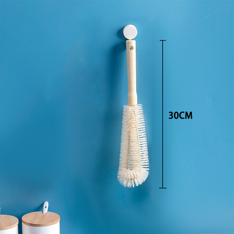 Garas roktura tases tīrīšanas birste ar koka rokturiem un neilona sariem – viengabala komplekts tīrīšanai no tases, pudeles un termosu