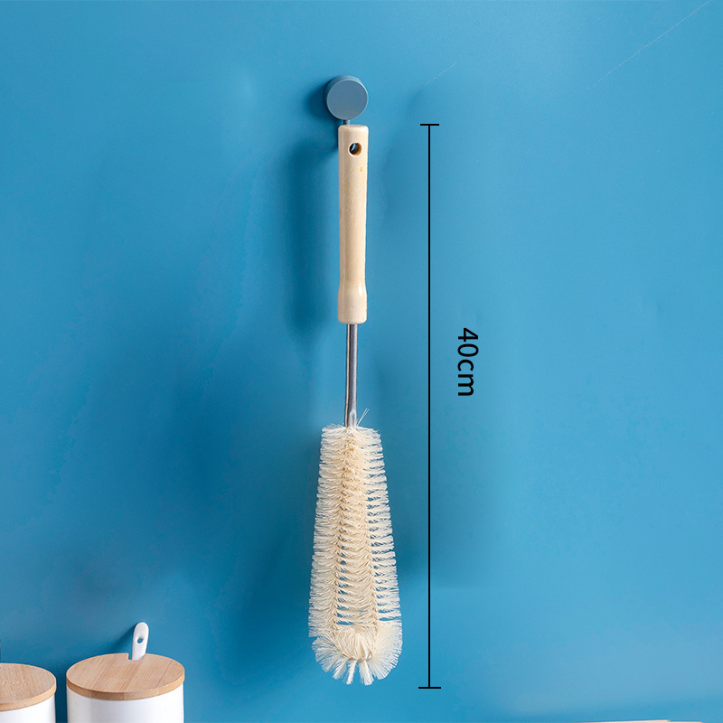 Garas roktura tases tīrīšanas birste ar koka rokturiem un neilona sariem – viengabala komplekts tīrīšanai no tases, pudeles un termosu