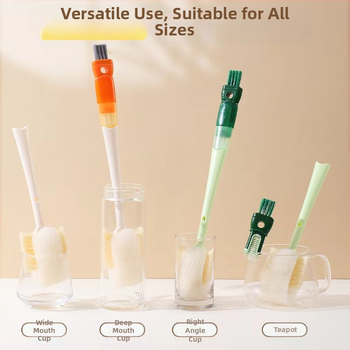 Garā roktura krūžu tīrīšanas birste, 5-1 daudzfunkcionāla sūkļveida tīrīšana krūzēm un pudelēm