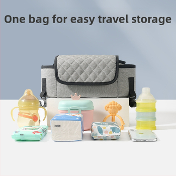 Babakocsi tároló táska szervező – Oxford anyag, poliészter bélés, lélegző és vízálló, ultrakönnyű, ívelt vállpánt