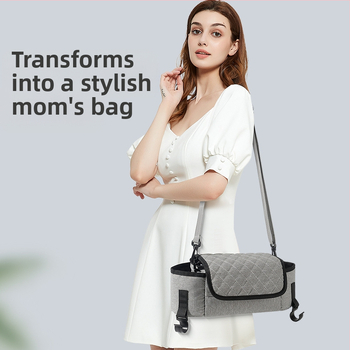 Babakocsi tároló táska szervező – Oxford anyag, poliészter bélés, lélegző és vízálló, ultrakönnyű, ívelt vállpánt