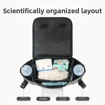 Babakocsi tároló táska szervező – Oxford anyag, poliészter bélés, lélegző és vízálló, ultrakönnyű, ívelt vállpánt