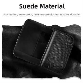 Δερμάτινο κρεμαστό αποθηκευτικό τσανάκι για το εσωτερικό αυτοκινήτου με πλέγμα στην κεντρική κονσόλα και θήκη για ποτήρι νερού — προσαρμόσιμο με εκτύπωση λογότυπου