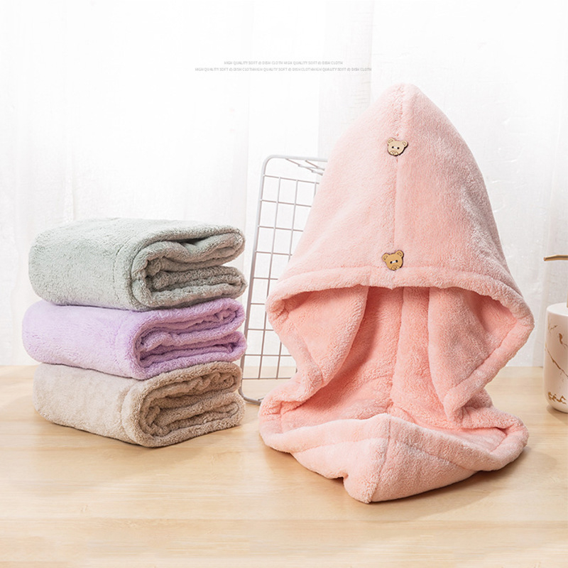 Moteriška plaukų džiovinimo skrybėlė iš koralo fliso, 25 g, logotipo spauda, pritaikomas apdorojimas, licencijuota privatų etiketė