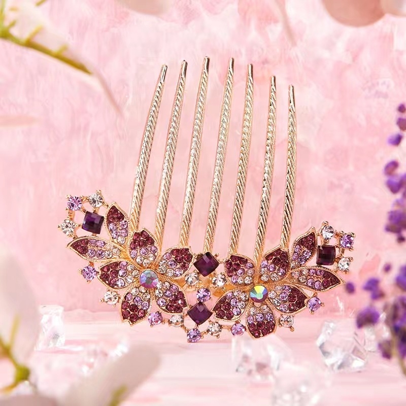 Lydinio plaukų aksesuaras, retro motyvas, moterų stilius, gėlių motyvas, elektroplatavimas, atskirai įpakuotas