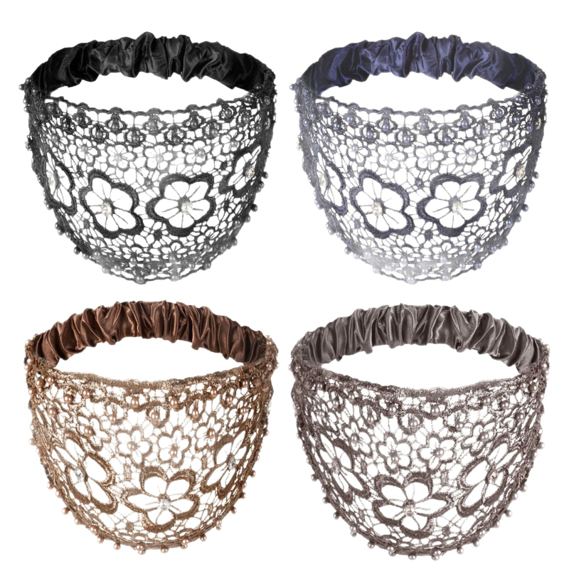 Κορεατικού στυλ υφασμάτινη κορδέλα μαλλιών με μοτίβο ανθού δαμασκηνιάς και χάντρες