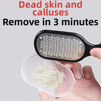 Λίμα ποδιών και μύλος με καπάκι – ανοξείδωτο ατσάλι και πλαστικό, κυκλική πέτρα λείανσης, διπλής χρήσης απολέπιση κάλων