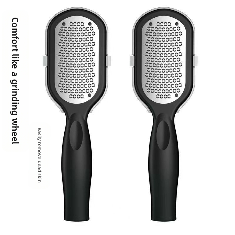 Λίμα ποδιών και μύλος με καπάκι – ανοξείδωτο ατσάλι και πλαστικό, κυκλική πέτρα λείανσης, διπλής χρήσης απολέπιση κάλων