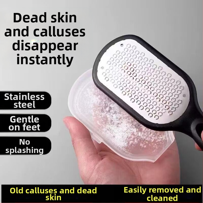 Λίμα ποδιών και μύλος με καπάκι – ανοξείδωτο ατσάλι και πλαστικό, κυκλική πέτρα λείανσης, διπλής χρήσης απολέπιση κάλων