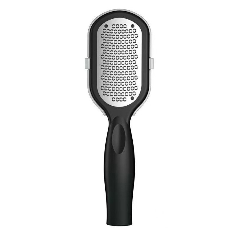 Λίμα ποδιών και μύλος με καπάκι – ανοξείδωτο ατσάλι και πλαστικό, κυκλική πέτρα λείανσης, διπλής χρήσης απολέπιση κάλων