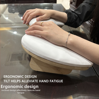 Σετ μαξιλαράκι ανάπαυσης χεριού σε σχήμα U για μανικιούρ – συμβατό με επιτραπέζια λάμπα φωτοθεραπείας, κατασκευή από δέρμα-σφουγγάκι-ξύλο