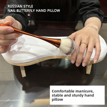 Σετ μαξιλαράκι ανάπαυσης χεριού σε σχήμα U για μανικιούρ – συμβατό με επιτραπέζια λάμπα φωτοθεραπείας, κατασκευή από δέρμα-σφουγγάκι-ξύλο