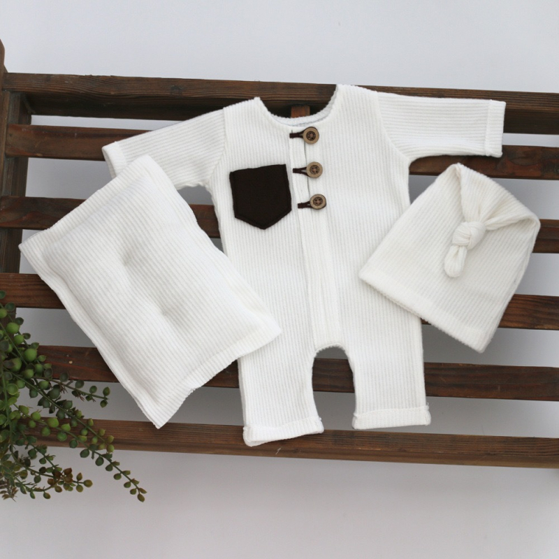 Комплект за новородени от три части: плетена шапка и възглавничка, полипропиленова тъкан с мека обработка, произход Шандонг