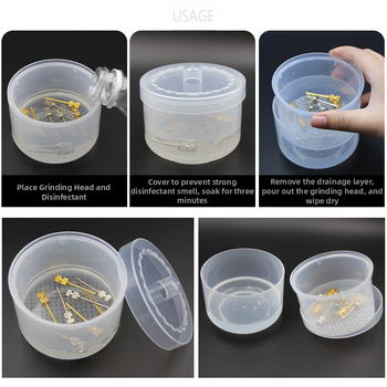 Κουτί απολύμανσης και αποθήκευσης εργαλείων νυχιών, πλαστικό, 1 τεμάχιο, για απολύμανση και καθαρισμό κεφαλών λείανσης