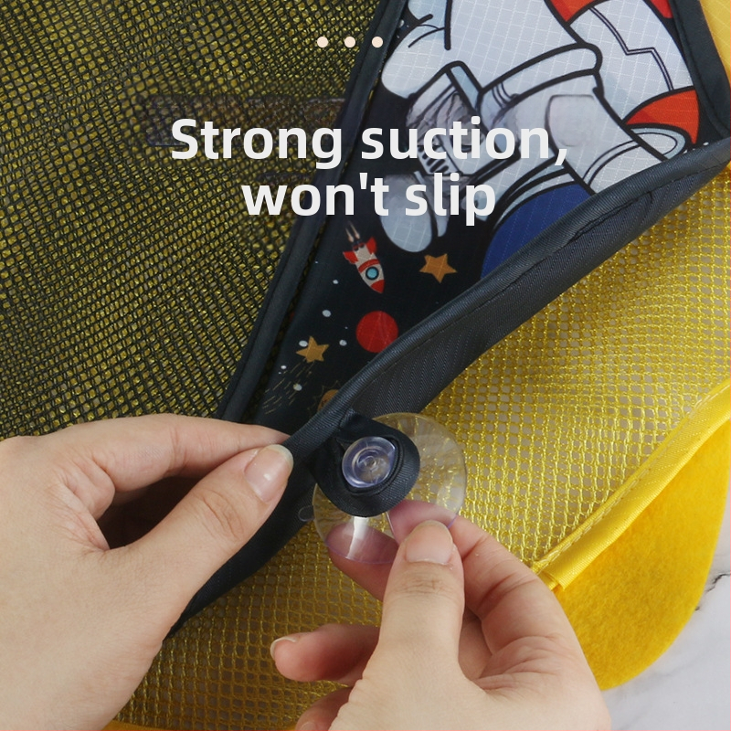 Чанта за съхранение на водни играчки за баня с вендуза, мрежеста чанта за сушене, полиестер, подходяща за деца 4–6 г