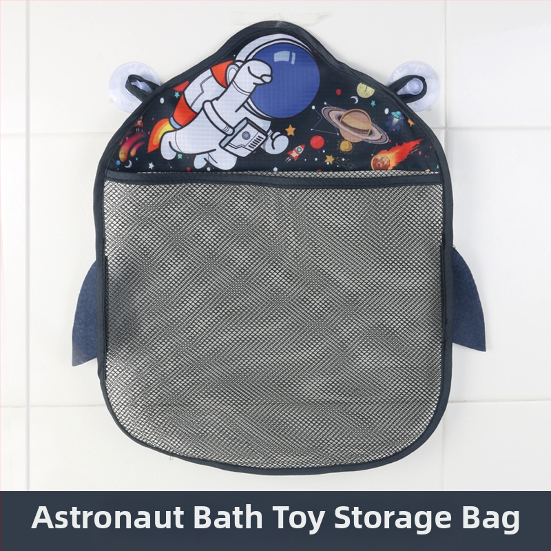 Vannas istabas ūdens rotaļlietu uzglabāšanas soma ar piesūcekni un sietveida žāvēšanas somiņu, poliesters, piemērots vecumam 4–6 gadi