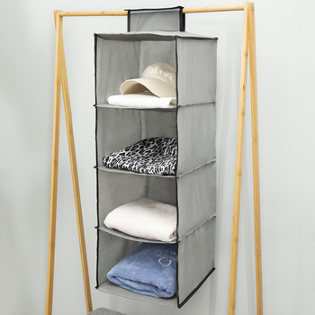 Geantă de depozitare atârnabilă, 4-straturi din material nețesut, model QS003, stil japonez 3D, pentru montaj pe perete sau atârnare în dulap