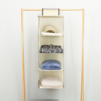 Τσάντα αποθήκευσης με κρεμάστρα, 4-στρώσεων μη υφαντό ύφασμα, μοντέλο QS003, ιαπωνικού στυλ 3D, για τοίχο ή κρεμάστρα ντουλάπας
