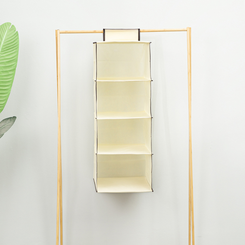 Geantă de depozitare atârnabilă, 4-straturi din material nețesut, model QS003, stil japonez 3D, pentru montaj pe perete sau atârnare în dulap