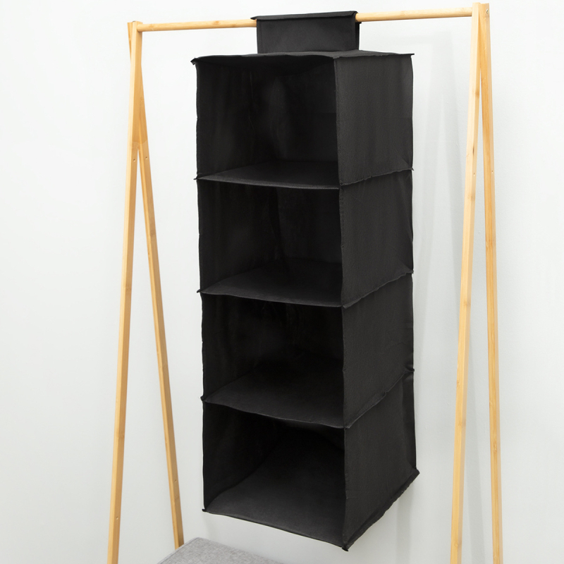 Geantă de depozitare atârnabilă, 4-straturi din material nețesut, model QS003, stil japonez 3D, pentru montaj pe perete sau atârnare în dulap