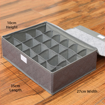 Κουτί αποθήκευσης εσωρούχων με 24 διαμερίσματα, από μη υφασμένο ύφασμα + χαρτόνι, πτυσσόμενο, με καπάκι, μπορεί να στοιβάζεται, χωρητικότητα 9 L
