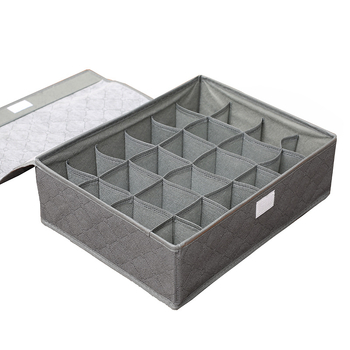 Κουτί αποθήκευσης εσωρούχων με 24 διαμερίσματα, από μη υφασμένο ύφασμα + χαρτόνι, πτυσσόμενο, με καπάκι, μπορεί να στοιβάζεται, χωρητικότητα 9 L