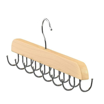 Ξύλινη βάση για παντελόνια με 20 γάντζους, περιστρεφόμενη 360°, κατάλληλη για ζώνες και γραβάτες, μοντέρνος μινιμαλιστικός οργανωτής ρούχων