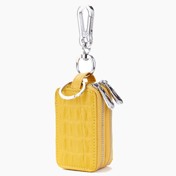 Atslēgu maciņš ar dubulto rāvējslēdzēju, īsta āda (pirmās pakāpes liellādas āda), vienkrāsains, modelis 541215, poliestera iekšpuse, pretzādzības funkcija